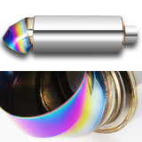 4" Cutter Knife Style Rainbow Tip Stainless Weld-On Exhaust Muffler 2.5" Inlet