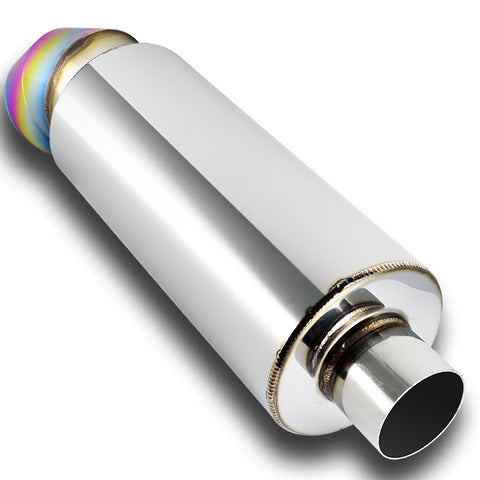 4" Cutter Knife Style Rainbow Tip Stainless Weld-On Exhaust Muffler 3" Inlet