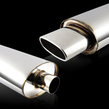 5.5" Wide Euro Oval Tip T-304 Stainless Steel Weld-on Muffler Exhaust 2.5" Inlet