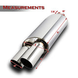 Universal 3" Dual Tip DTM 3" Inlet Stainless Exhaust Resonator Canister Muffler