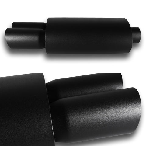 3" Dual Slant Tip DTM 2.5" Inlet Black Stainless Steel Exhaust Resonator Muffler