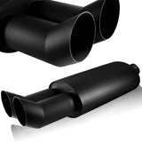 3" DTM Style Dual Tip Black T-304 Weld-on Exhaust Muffler 2.5" Inlet Universal