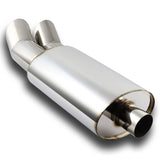Universal 3" DTM Style Tip Stainless Steel 2.5" Inlet Weld-on Exhaust Muffler