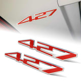 2 x 427 Bumper/Trunk/Engine/Hood Red Aluminum Sticker Decal Emblem Badge Z06 C6 (one pair)