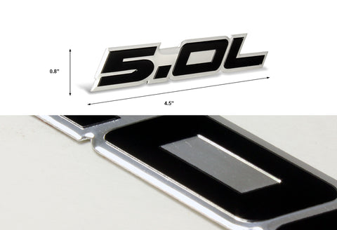 2 x Universal 5.0L Black Border Aluminum Adhesive Sticker Decal Emblem Badge  (One pair)