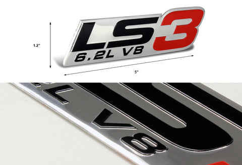 2 x LS3/6.2L/V8 Bumper/Trunk/Engine/Hood Red Aluminum Sticker Decal Emblem Badge  (one pair)