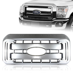For 2011-2016 F250 F350 F450 F550 Super Duty 1-Piece Chrome Grill Full Overlay Cover