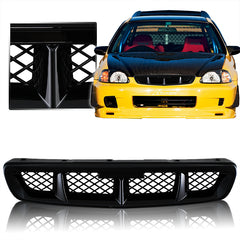 For 1996-1998 Honda Civic MUG Style ABS Black Front Hood Bumper Grille Grill
