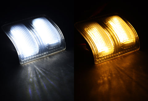 For 2008-2016 Ford Superduty Chrome Side Mirror White/Amber LED Running Signal Light