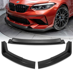 For 2016-2020 BMW M2 F87 RA-Style Matt Black Front Bumper Spoiler Splitter Lip  3pcs