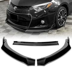 For 2014-2016 Toyota Corolla S GT-Style Painted Black Front Bumper Spoiler Lip  3pcs