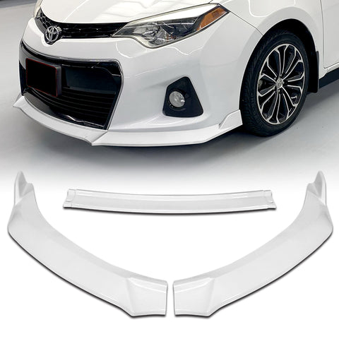 For 2014-2016 Toyota Corolla S GT-Style Painted White Front Bumper Spoiler Lip  3pcs