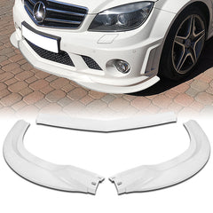 For 2008-2011 Mercedes-Benz W204 C63 AMG Painted White Front Bumper Spoiler Lip  3pcs