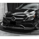 For 2015-2021 Mercedes C63 AMG AP-Style Painted Black Front Bumper Spoiler Lip  3pcs