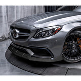For 2015-2021 Mercedes C63 AMG AP-Style Carbon Painted Front Bumper Spoiler Lip  3pcs