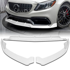 For 2015-2021 Mercedes C63 AMG AP-Style Painted White Front Bumper Spoiler Lip  3pcs