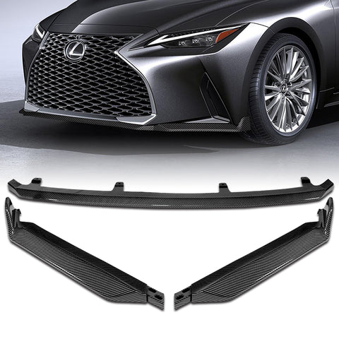 For 2021-2023 Lexus IS300 IS350 Base V-Style Carbon Look Front Bumper Lip  3pcs