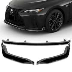 For 2021-2022 Lexus IS350 IS500 F-Sport V-Style Painted Black Front Bumper Lip  3pcs