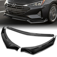 For 2019-2020 Hyundai Elantra Sedan Painted Black Front Bumper Body Spoiler Lip  3pcs