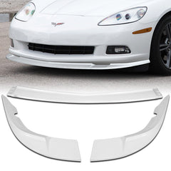 For 2005-2013 Corvette C6 ZR1-Style Base Painted White Front Bumper Spoiler Lip  3pcs