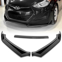 For 2011-2013 Hyundai Elantra Sedan Painted Black Front Bumper Body Spoiler Lip  3pcs