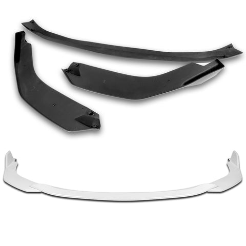 For 2019-2022 Toyota Corolla Hatchback TS-Style Painted White Front Bumper Lip  3pcs