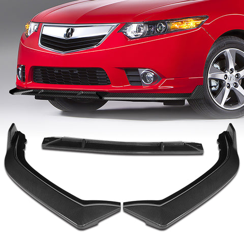 For 2011-2014 Acura TSX STP-Style Carbon Look Front Bumper Spoiler Splitter Lip  3pcs