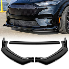 For 2021-2023 Ford Mustang Mach-E GT Painted Black Front Bumper Body Spoiler Lip  3pcs
