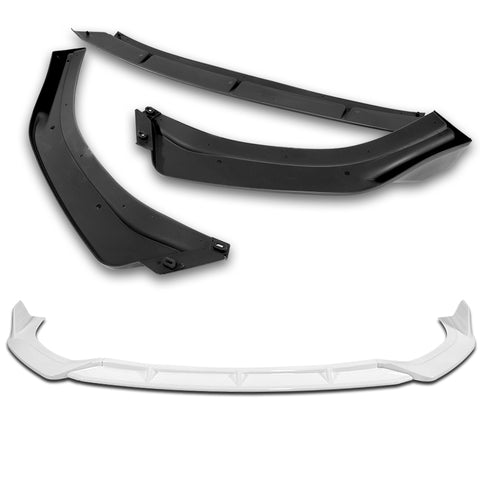 For 2014-2016 Kia Forte Koup Coupe STP-Style Painted White Front Bumper Lip  3pcs