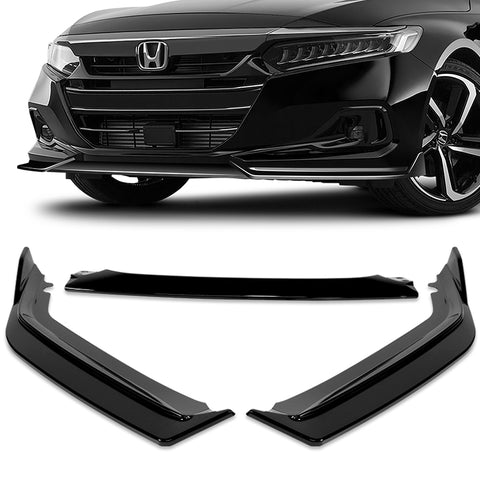 For 2021-2022 Honda Accord Sedan Painted Black Front Bumper Spoiler Splitter Lip  3pcs