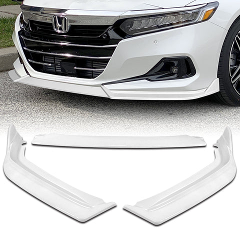 For 2021-2022 Honda Accord Sedan Painted White Front Bumper Spoiler Splitter Lip  3pcs