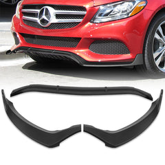 For 2015-2018 Mercedes C-Class W205 Base Matt Black Front Bumper Spoiler Lip  3pcs