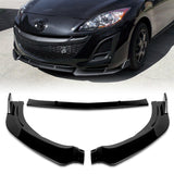 For 2010-2013 Mazda 3 MS-Style Painted Black Front Bumper Body Splitter Spoiler Lip 3 Pcs