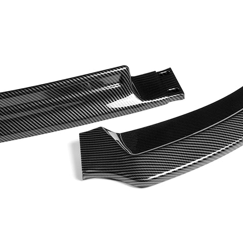 For 2008-2015 Mitsubishi Lancer RA-Style Carbon Look Front Bumper Spoiler Lip + Side Skirt Rocker Winglet Canard Diffuser Wing  Body Splitter ABS ( Carbon Style) 5PCS