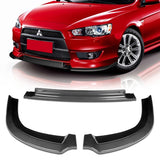 For 2008-2015 Mitsubishi Lancer RA-Style Carbon Look Front Bumper Spoiler Lip + Side Skirt Rocker Winglet Canard Diffuser Wing  Body Splitter ABS ( Carbon Style) 5PCS