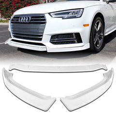 For 2017-2019 Audi A4 B9 Sedan Painted White Front Bumper Splitter Spoiler Lip  3Pcs