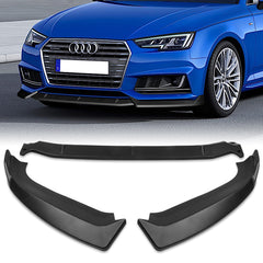 For 2017-2019 Audi A4 B9 Sedan STP-Style Black Front Bumper Splitter Spoiler Lip 3 Pcs