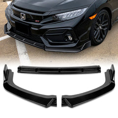 For 2017-2021 Honda Civic Si Hatchback Painted Black Front Bumper Spoiler Lip  3pcs