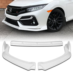 For 2017-2021 Honda Civic Si Hatchback Painted White Front Bumper Spoiler Lip  3pcs