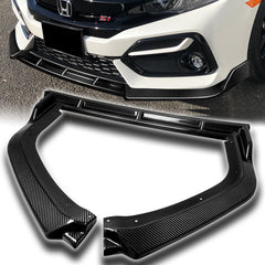 For 2017-2021 Honda Civic Si Hatchback TR Real Carbon Fiber Front Bumper Spoiler Lip  3 Pcs