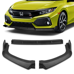 For 2017-2021 Honda Civic Si Hatchback Black Front Bumper Splitter Spoiler Lip  3pcs