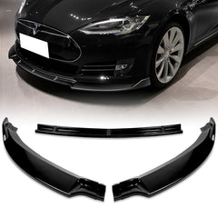 For 2012-2015 Tesla Model S Painted Black Color Front Bumper Body Kit Splitter Spoiler Lip