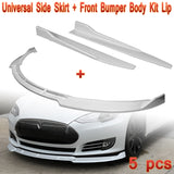 12-16 Tesla Model S Painted White Front Bumper Body Kit Spoiler Lip + Side Skirt Rocker Winglet Canard Diffuser Wing  Body Splitter ABS (Glossy White) 5PCS