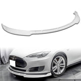 12-16 Tesla Model S Painted White Front Bumper Body Kit Spoiler Lip + Side Skirt Rocker Winglet Canard Diffuser Wing  Body Splitter ABS (Glossy White) 5PCS
