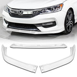 For 2016-2017 Honda Accord 4DR STP-Style Painted White Front Bumper Spoiler Lip  3pcs