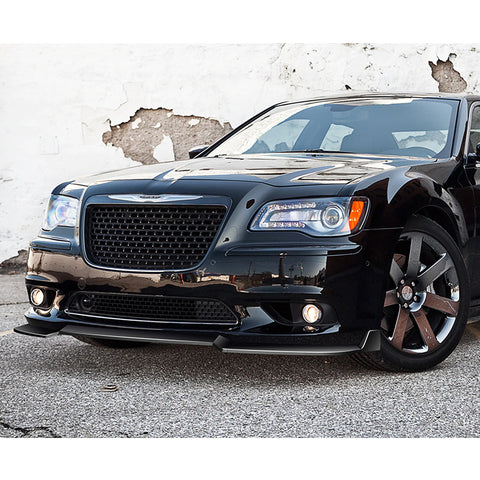 For 2012-2014 Chrysler 300 SRT8 Painted Black Front Bumper Splitter Spoiler Lip  3Pcs