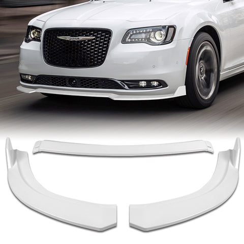 For 2015-2021 Chrysler 300 STP-Style Painted White Front Bumper Splitter Spoiler Lip  3Pcs