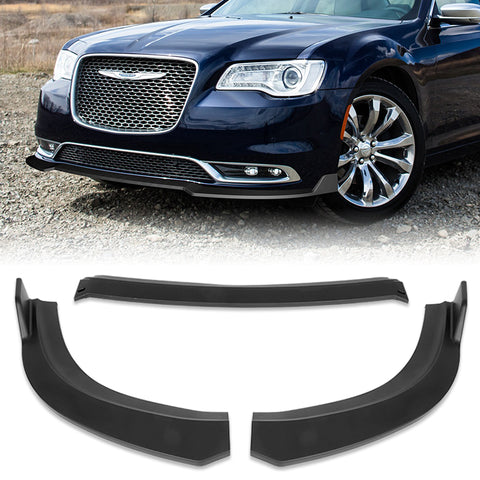 For 2015-2021 Chrysler 300 STP-Style Matt Black Front Bumper Body Spoiler Lip + Side Skirt Rocker Winglet Canard Diffuser Wing  Body Splitter ABS (Matte Black) 5PCS