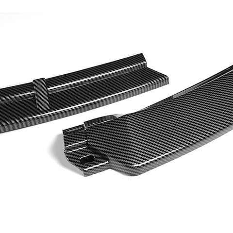For 2012-2016 Tesla Model S V2 Carbon Look Front Bumper Splitter Spoiler Lip 3pcs