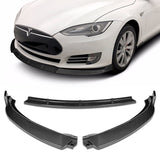 For 2012-2016 Tesla Model S V2 Carbon Look Front Bumper Splitter Spoiler Lip 3pcs